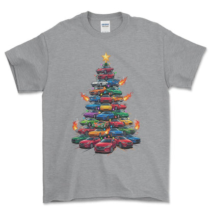 Mazda Juletræ Christmas Tree - Unisex T-Shirt-Beklædning-Mazda-Grå Sport-S-Forside-Garage Culture Shop- garage - man cave - merchandise