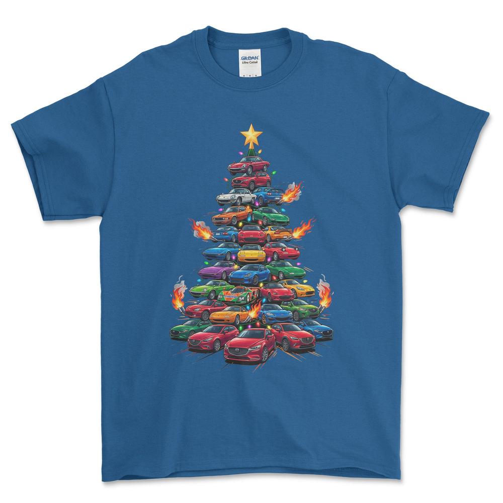 Mazda Juletræ Christmas Tree - Unisex T-Shirt-Beklædning-Mazda-Blå Royal-S-Forside-Garage Culture Shop- garage - man cave - merchandise
