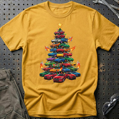 Mazda Juletræ Christmas Tree - Unisex T-Shirt-Beklædning-Mazda-Guld-S-Garage Culture Shop- garage - man cave - merchandise