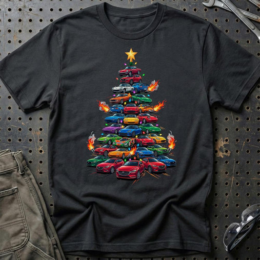 Mazda Juletræ Christmas Tree - Unisex T-Shirt-Beklædning-Mazda-Sort-S-Garage Culture Shop- garage - man cave - merchandise