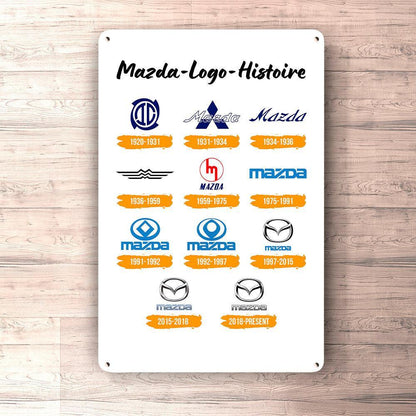 Mazda Logo Histoire Skilte, Musemåtte, Dørmåtte , Plakat-Skilte-Mazda-Garage Culture Shop- garage - man cave - merchandise