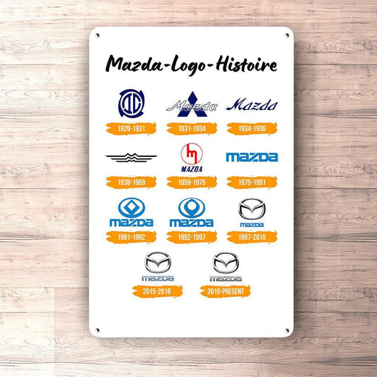 Mazda Logo Histoire Skilte, Musemåtte, Dørmåtte , Plakat-Skilte-Mazda-Garage Culture Shop- garage - man cave - merchandise