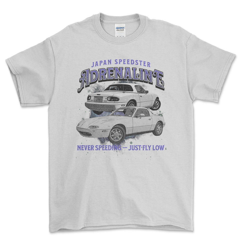 Mazda MX 5 Miata - Andrenaline Unisex T-Shirt , Bomuld-Beklædning-Mazda-Hvid-S-Forside-Garage Culture Shop- garage - man cave - merchandise