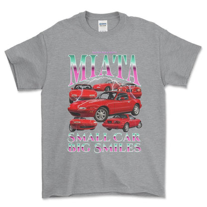 Mazda MX 5 Miata - Bootleg Style Unisex T-Shirt , Bomuld-Beklædning-Mazda-Grå Sport-S-Forside-Garage Culture Shop- garage - man cave - merchandise