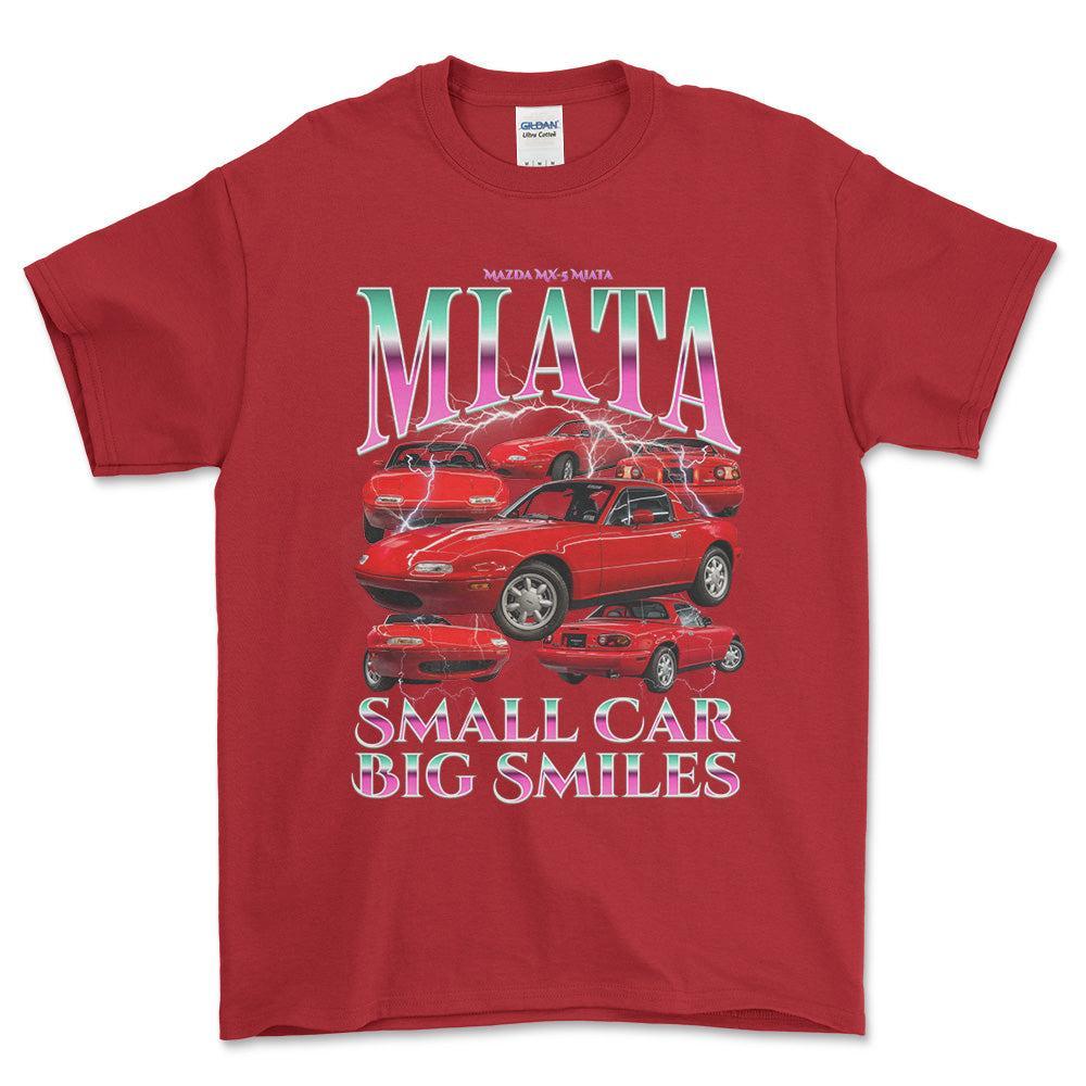 Mazda MX 5 Miata - Bootleg Style Unisex T-Shirt , Bomuld-Beklædning-Mazda-Rød-S-Forside-Garage Culture Shop- garage - man cave - merchandise