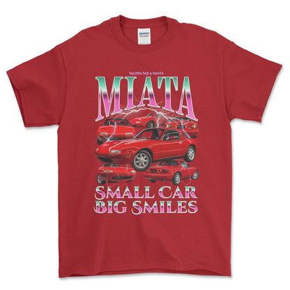 Mazda MX 5 Miata - Bootleg Style Unisex T-Shirt , Bomuld-Beklædning-Mazda-Rød-S-Forside-Garage Culture Shop- garage - man cave - merchandise