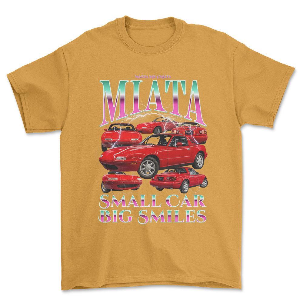 Mazda MX 5 Miata - Bootleg Style Unisex T-Shirt , Bomuld-Beklædning-Mazda-Guld-S-Forside-Garage Culture Shop- garage - man cave - merchandise