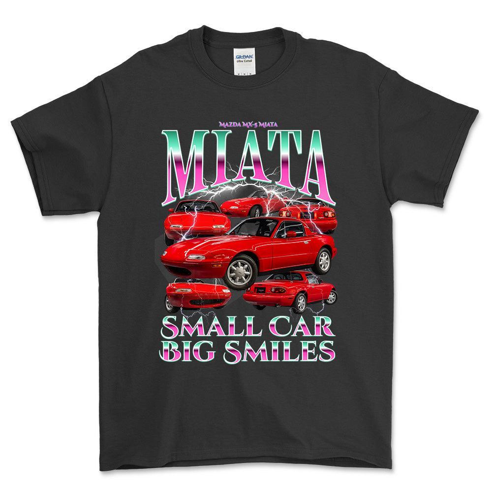 Mazda MX 5 Miata - Bootleg Style Unisex T-Shirt , Bomuld-Beklædning-Mazda-Sort-S-Forside-Garage Culture Shop- garage - man cave - merchandise