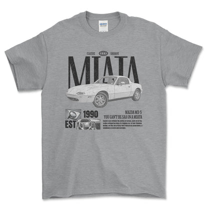 Mazda MX 5 Miata - Classic Garage Unisex T-Shirt , Bomuld-Beklædning-Mazda-Grå Sport-S-Forside-Garage Culture Shop- garage - man cave - merchandise