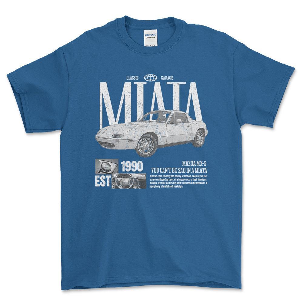 Mazda MX 5 Miata - Classic Garage Unisex T-Shirt , Bomuld-Beklædning-Mazda-Blå Royal-S-Forside-Garage Culture Shop- garage - man cave - merchandise