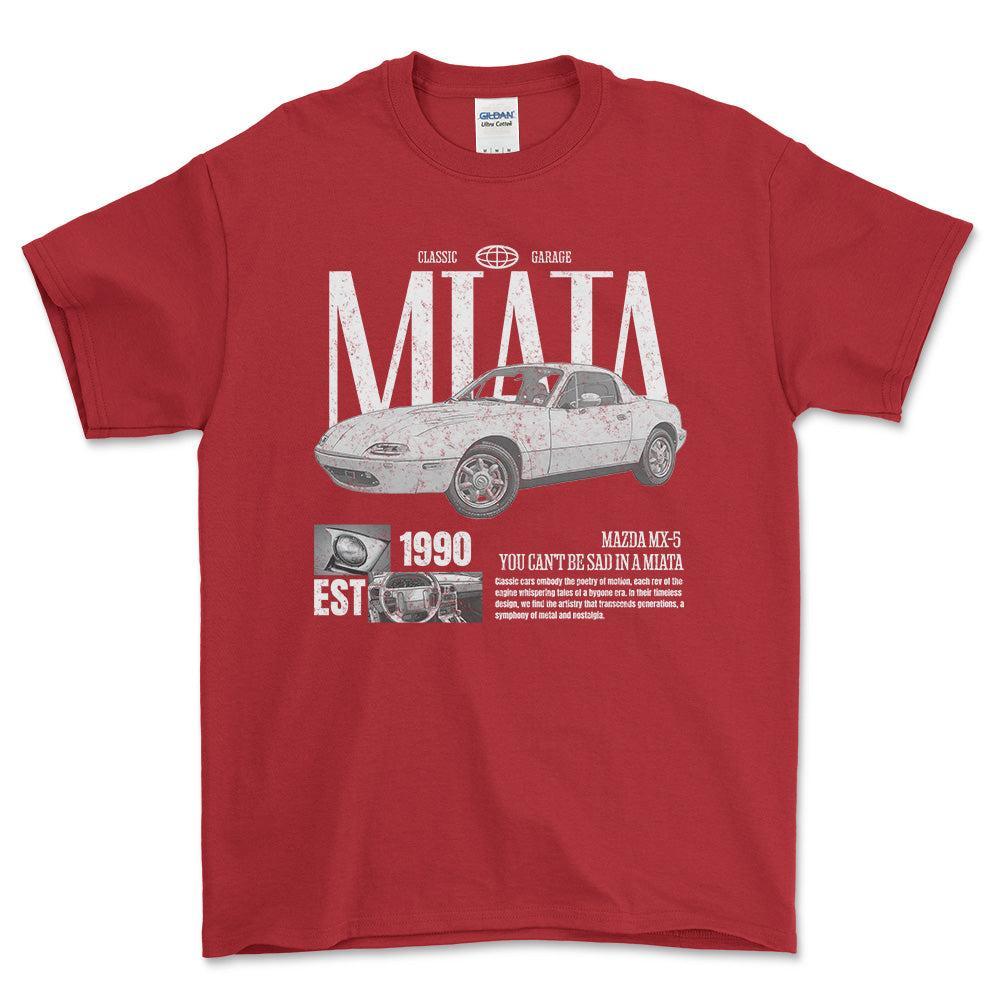Mazda MX 5 Miata - Classic Garage Unisex T-Shirt , Bomuld-Beklædning-Mazda-Rød-S-Forside-Garage Culture Shop- garage - man cave - merchandise