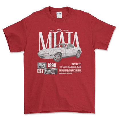 Mazda MX 5 Miata - Classic Garage Unisex T-Shirt , Bomuld-Beklædning-Mazda-Rød-S-Forside-Garage Culture Shop- garage - man cave - merchandise
