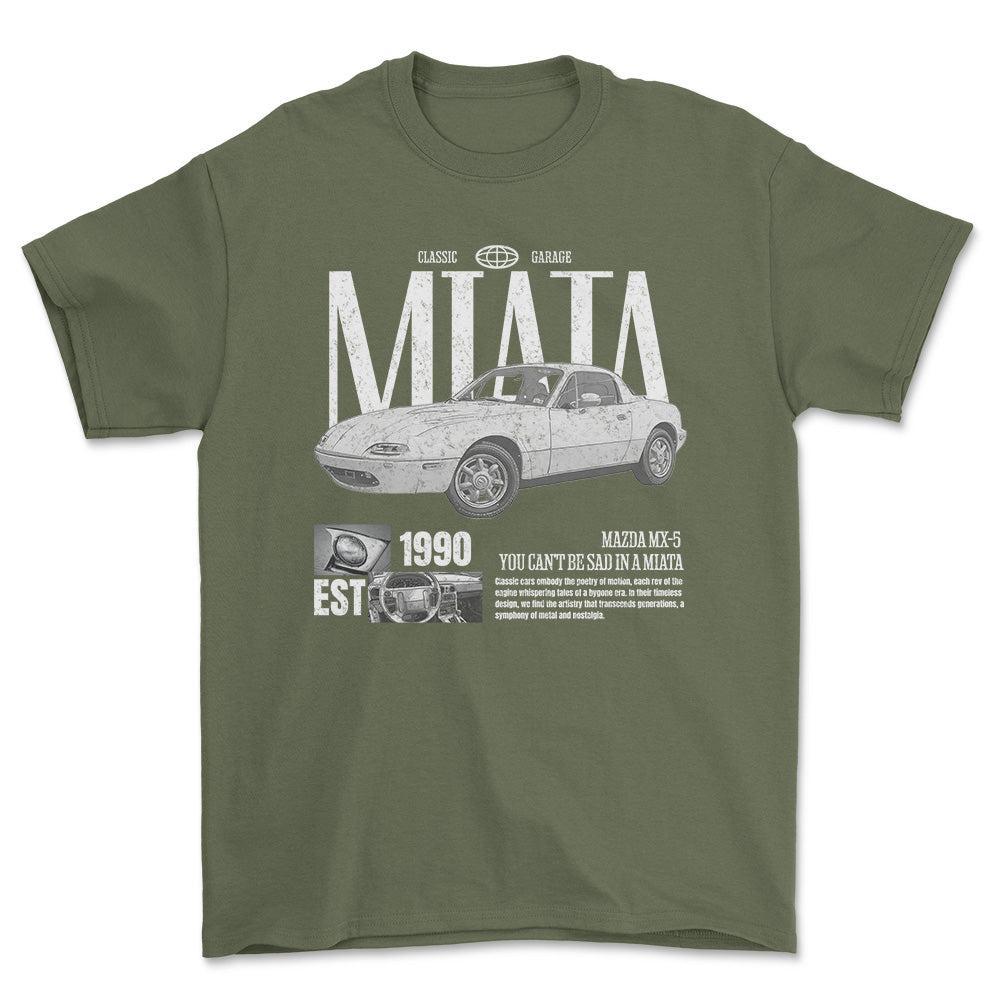 Mazda MX 5 Miata - Classic Garage Unisex T-Shirt , Bomuld-Beklædning-Mazda-Grøn Militær-S-Forside-Garage Culture Shop- garage - man cave - merchandise