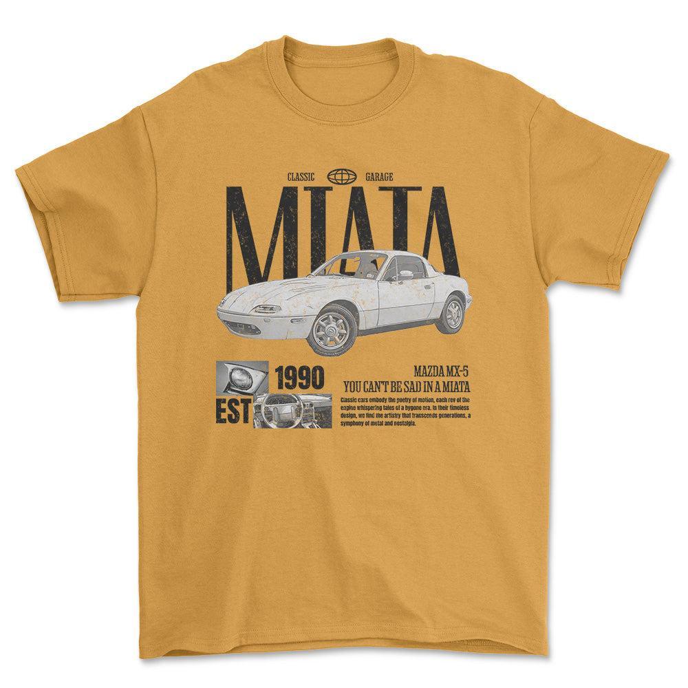 Mazda MX 5 Miata - Classic Garage Unisex T-Shirt , Bomuld-Beklædning-Mazda-Guld-S-Forside-Garage Culture Shop- garage - man cave - merchandise