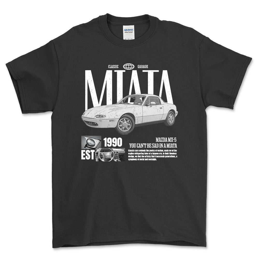 Mazda MX 5 Miata - Classic Garage Unisex T-Shirt , Bomuld-Beklædning-Mazda-Sort-S-Forside-Garage Culture Shop- garage - man cave - merchandise