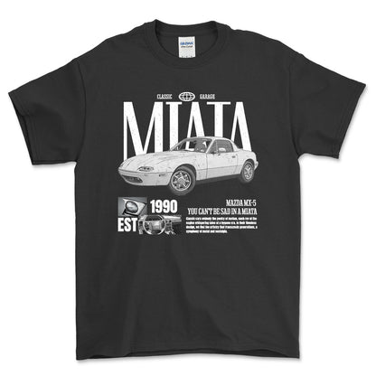 Mazda MX 5 Miata - Classic Garage Unisex T-Shirt , Bomuld-Beklædning-Mazda-Sort-S-Forside-Garage Culture Shop- garage - man cave - merchandise