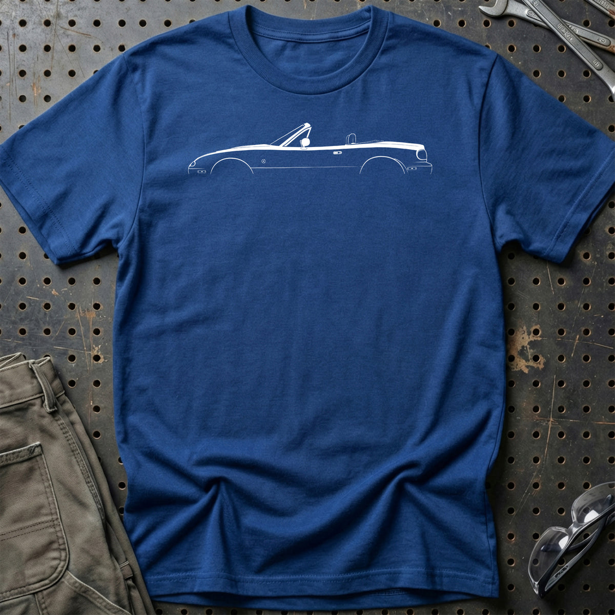 
Mazda MX-5 Miata (NA) Silhuet T-Shirt – Blå Royal