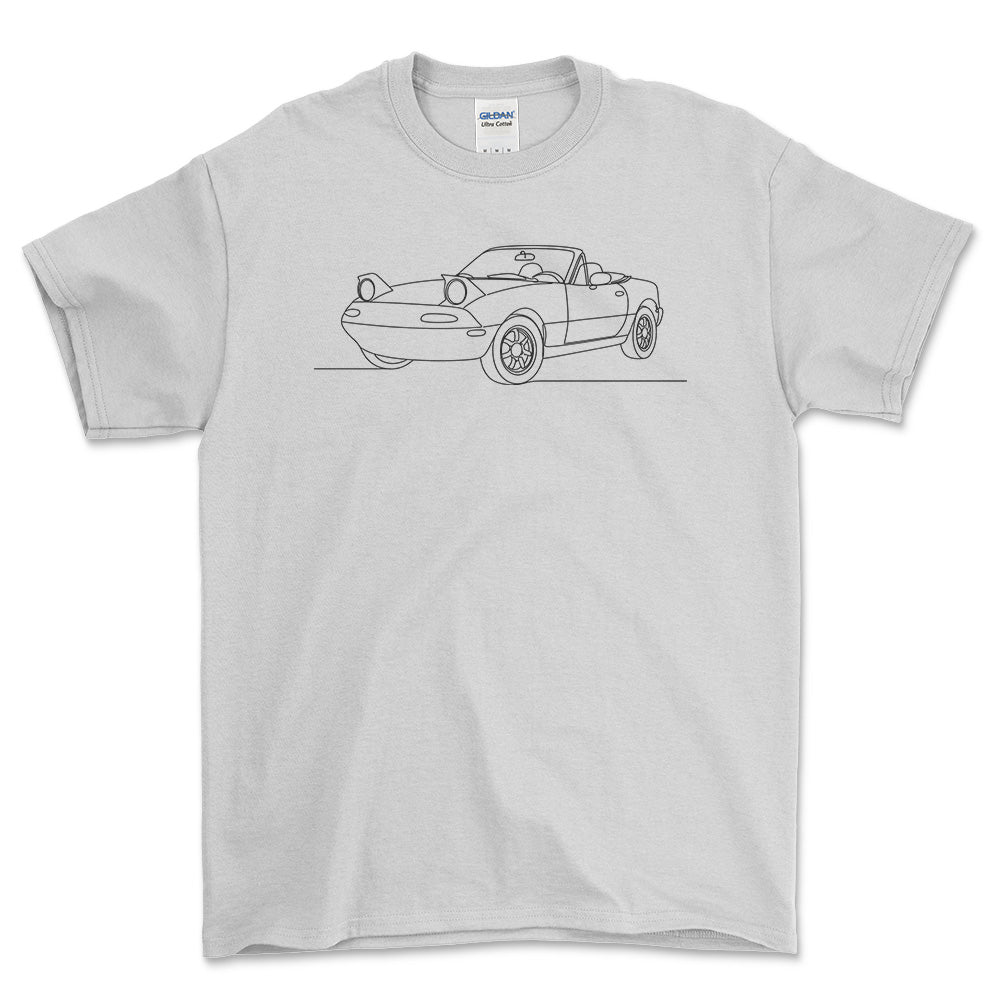 Mazda MX 5 Miata - One Line Style T-Shirt-Beklædning-Mazda-Hvid-S-Garage Culture Shop- garage - man cave - merchandise