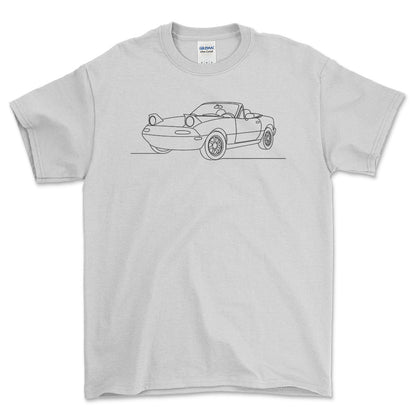 Mazda MX 5 Miata - One Line Style Unisex T-Shirt , Bomuld-Beklædning-Mazda-Hvid-S-Forside-Garage Culture Shop- garage - man cave - merchandise