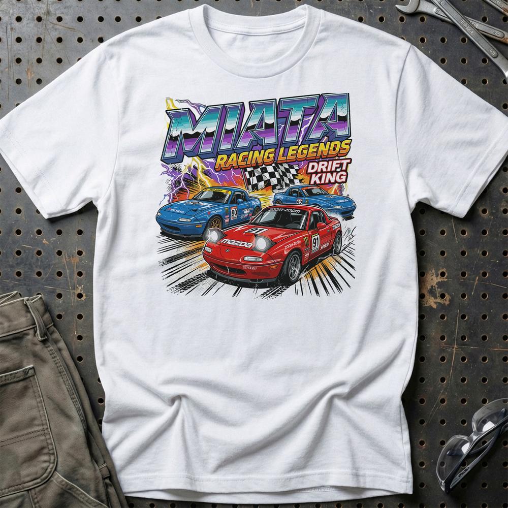 Mazda MX-5 NA Racing Legends Drift King T-Shirt-Beklædning-Mazda-Hvid-S-Garage Culture Shop- garage - man cave - merchandise