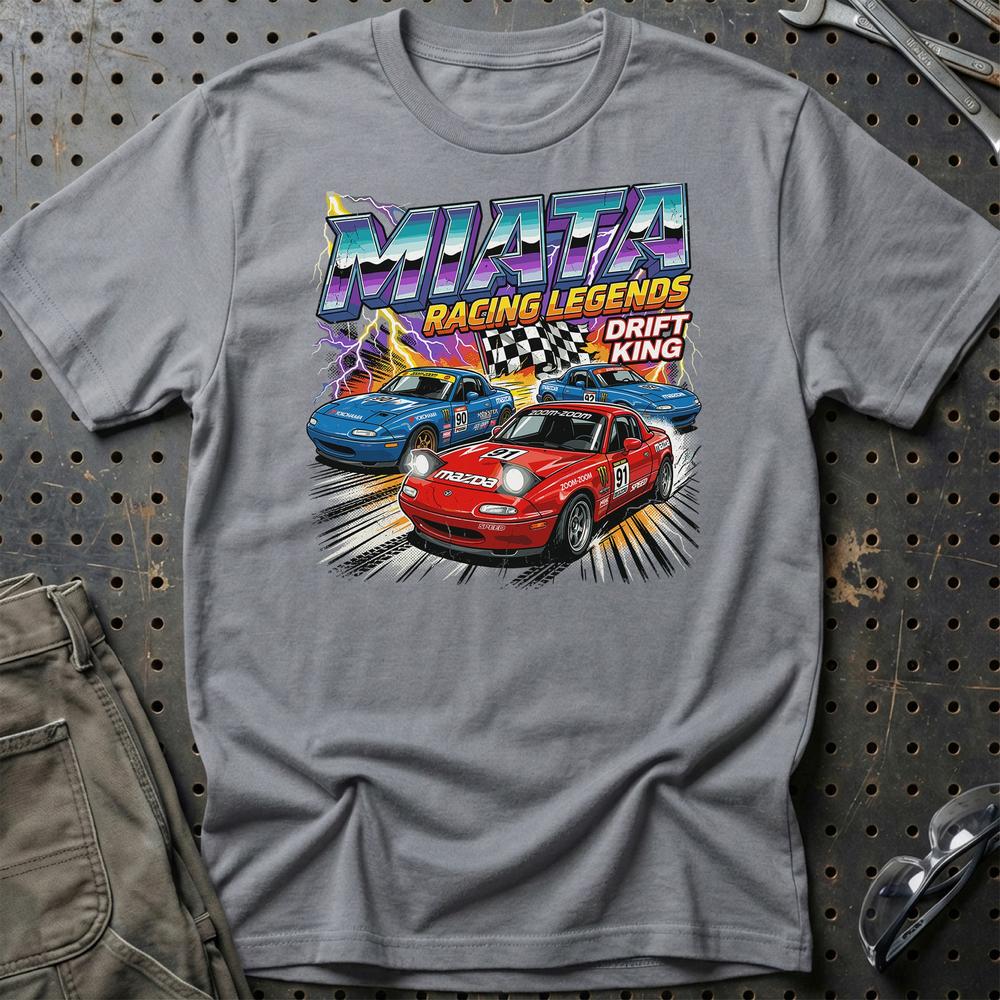 Mazda MX-5 NA Racing Legends Drift King T-Shirt-Beklædning-Mazda-Grå Sport-S-Garage Culture Shop- garage - man cave - merchandise