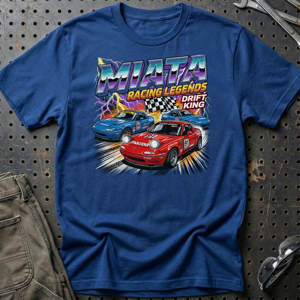 Mazda MX-5 NA Racing Legends Drift King T-Shirt-Beklædning-Mazda-Blå Royal-S-Garage Culture Shop- garage - man cave - merchandise