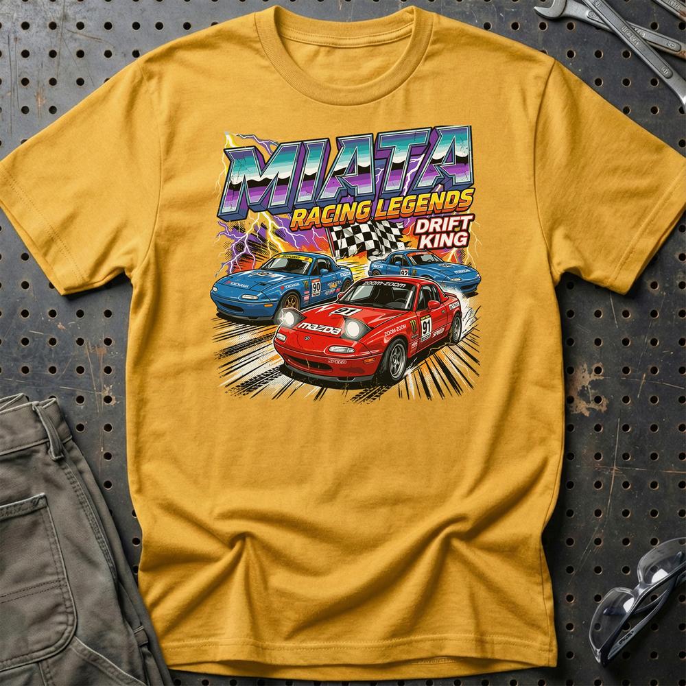 Mazda MX-5 NA Racing Legends Drift King T-Shirt-Beklædning-Mazda-Guld-S-Garage Culture Shop- garage - man cave - merchandise