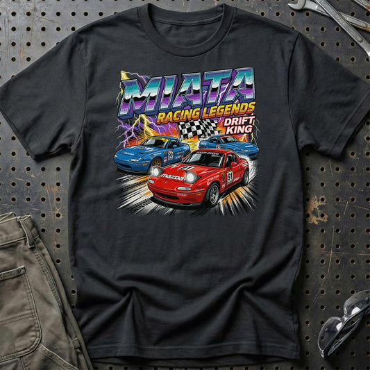 Mazda MX-5 NA Racing Legends Drift King - Unisex T-Shirt-Beklædning-Mazda-Sort-S-Garage Culture Shop- garage - man cave - merchandise