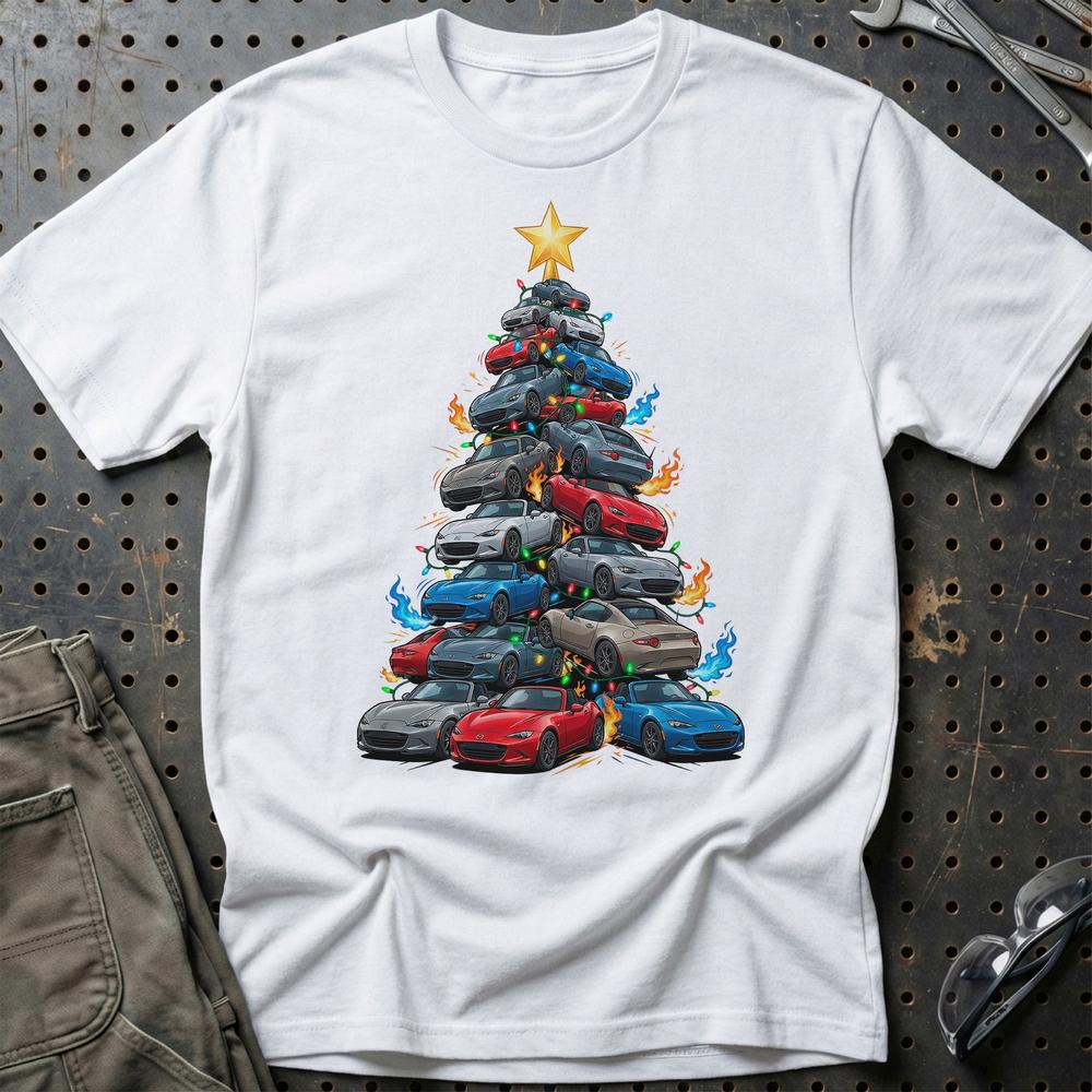 Mazda MX5 Juletræ Christmas Tree T-Shirt-Beklædning-Mazda-Hvid-S-Garage Culture Shop- garage - man cave - merchandise