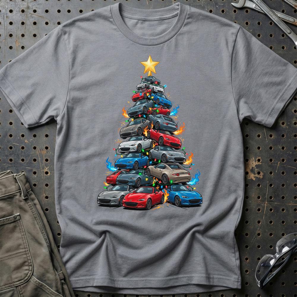 Mazda MX5 Juletræ Christmas Tree T-Shirt-Beklædning-Mazda-Grå Sport-S-Garage Culture Shop- garage - man cave - merchandise