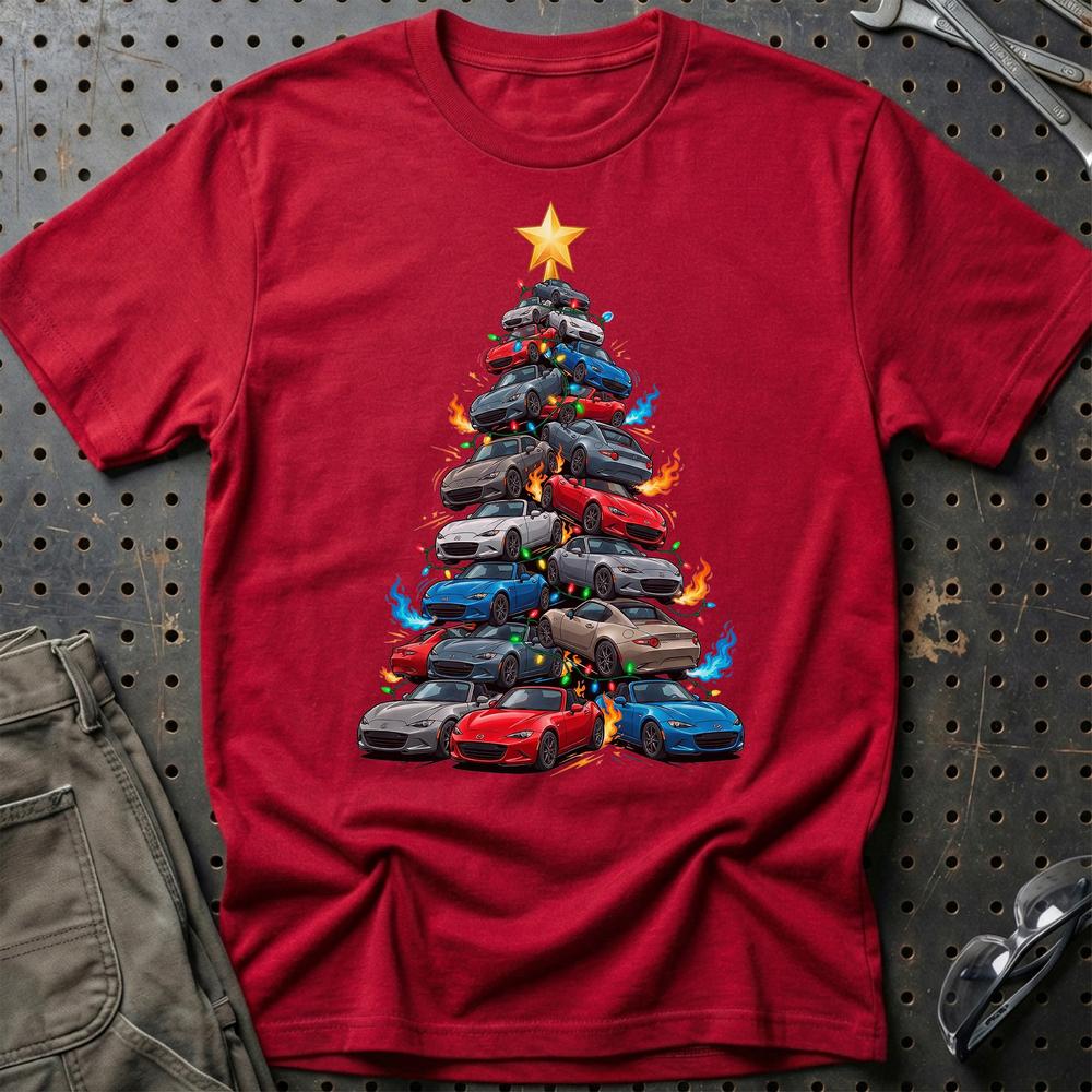 Mazda MX5 Juletræ Christmas Tree T-Shirt-Beklædning-Mazda-Rød-S-Garage Culture Shop- garage - man cave - merchandise