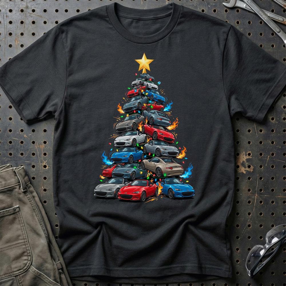 Mazda MX5 Juletræ Christmas Tree T-Shirt-Beklædning-Mazda-Sort-S-Garage Culture Shop- garage - man cave - merchandise