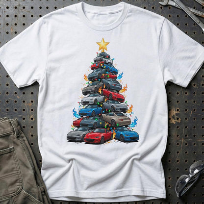 Mazda MX5 Juletræ Christmas Tree - Unisex T-Shirt-Beklædning-Mazda-Hvid-S-Garage Culture Shop- garage - man cave - merchandise