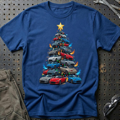 Mazda MX5 Juletræ Christmas Tree - Unisex T-Shirt-Beklædning-Mazda-Blå Royal-S-Garage Culture Shop- garage - man cave - merchandise
