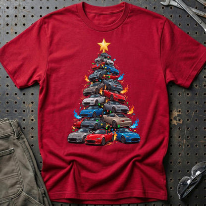 Mazda MX5 Juletræ Christmas Tree - Unisex T-Shirt-Beklædning-Mazda-Rød-S-Garage Culture Shop- garage - man cave - merchandise