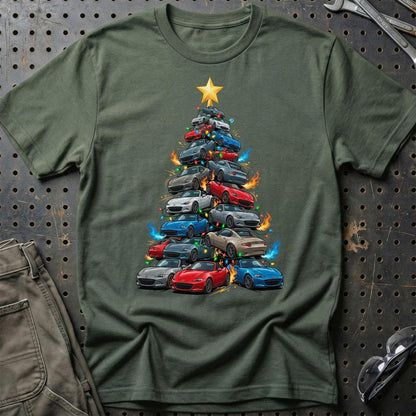 Mazda MX5 Juletræ Christmas Tree - Unisex T-Shirt-Beklædning-Mazda-Grøn Militær-S-Garage Culture Shop- garage - man cave - merchandise