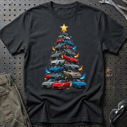 Mazda MX5 Juletræ Christmas Tree - Unisex T-Shirt-Beklædning-Mazda-Sort-S-Garage Culture Shop- garage - man cave - merchandise