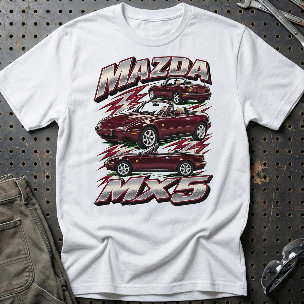 Mazda MX5 Outline T-Shirt-Beklædning-Mazda-Hvid-S-Garage Culture Shop- garage - man cave - merchandise