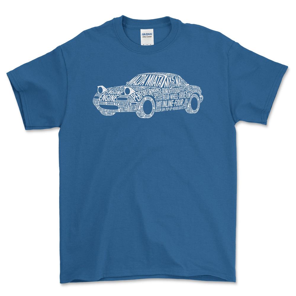 Mazda Miata Old School Typography T-Shirt-Beklædning-Mazda-Blå Royal-S-Garage Culture Shop- garage - man cave - merchandise