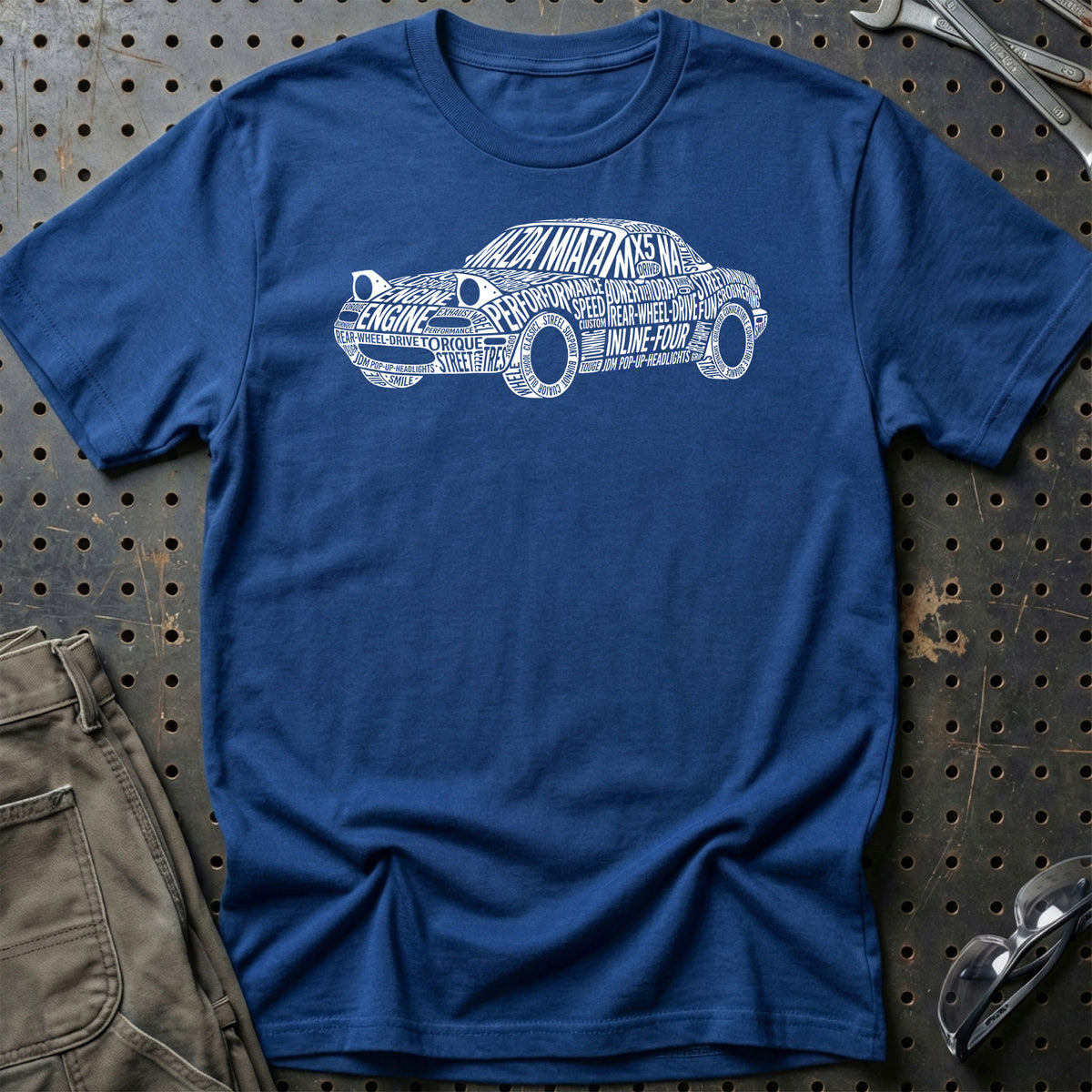 
Mazda Miata Old School Typography T-Shirt – Blå Royal