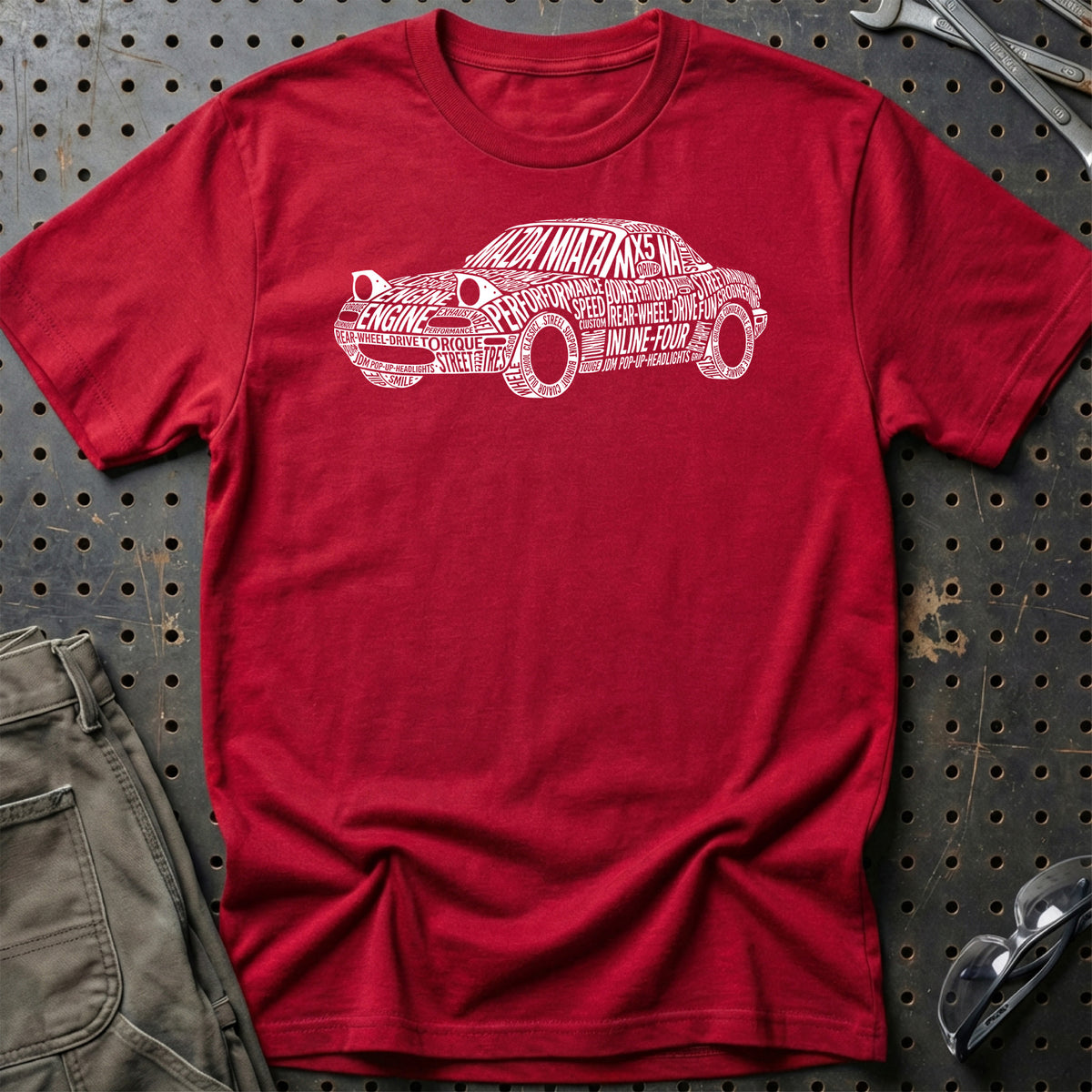 
Mazda Miata Old School Typography T-Shirt – Rød