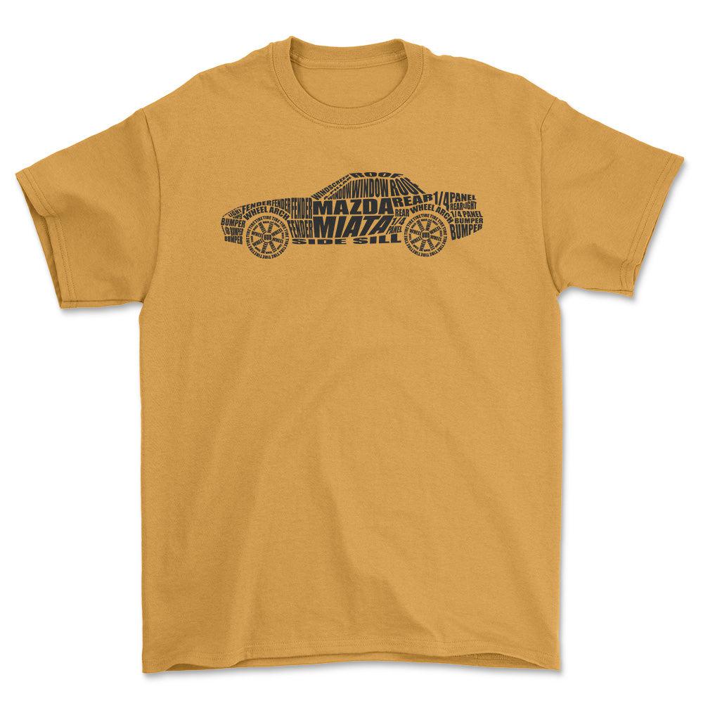 Mazda Miata T-Shirt-Beklædning-Mazda-Guld-S-Garage Culture Shop- garage - man cave - merchandise