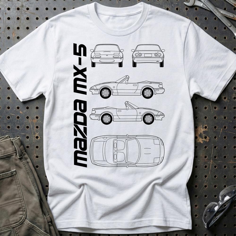 Mazda Mx-5 (Na) Unisex T-Shirt , Bomuld-Beklædning-Mazda-Hvid-S-Garage Culture Shop- garage - man cave - merchandise