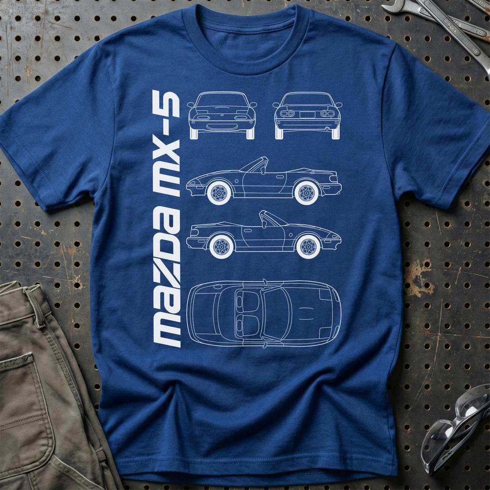 Mazda Mx-5 (Na) Unisex T-Shirt , Bomuld-Beklædning-Mazda-Blå Royal-S-Garage Culture Shop- garage - man cave - merchandise