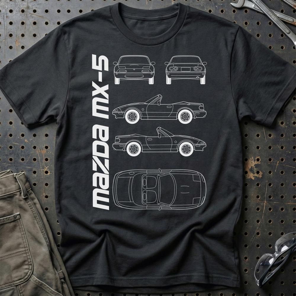 Mazda Mx-5 (Na) Unisex T-Shirt , Bomuld-Beklædning-Mazda-Sort-S-Garage Culture Shop- garage - man cave - merchandise