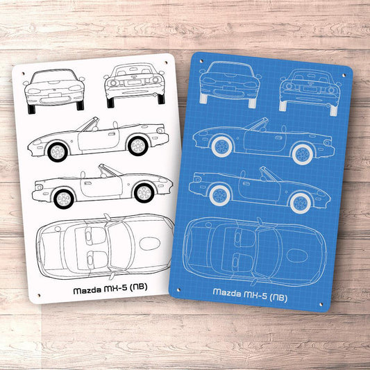 Mazda Mx-5 (Nb) Blueprint Skilte, Musemåtte, Dørmåtte , Plakat-Blueprint-Mazda-Garage Culture Shop- garage - man cave - merchandise