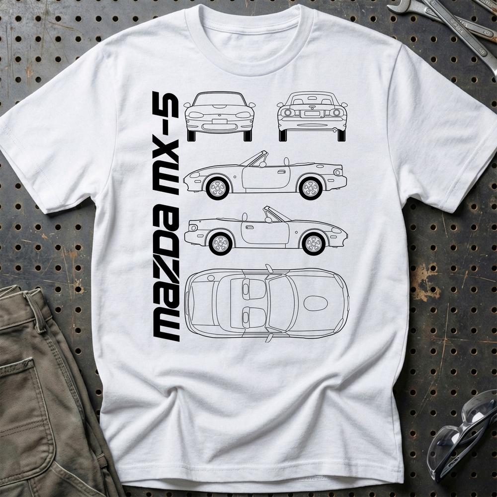 Mazda Mx-5 (Nb) Unisex T-Shirt , Bomuld-Beklædning-Mazda-Hvid-S-Garage Culture Shop- garage - man cave - merchandise
