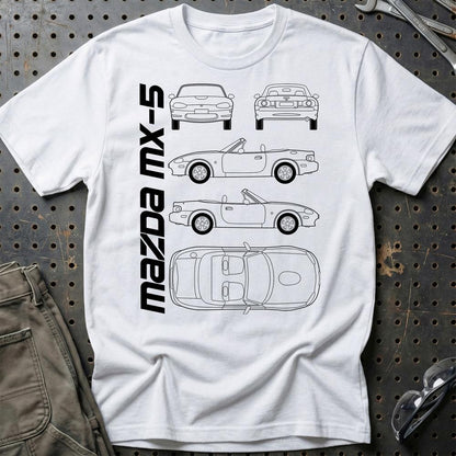Mazda Mx-5 (Nb) Unisex T-Shirt , Bomuld-Beklædning-Mazda-Hvid-S-Garage Culture Shop- garage - man cave - merchandise