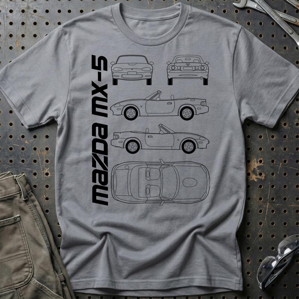 Mazda Mx-5 (Nb) Unisex T-Shirt , Bomuld-Beklædning-Mazda-Grå Sport-S-Garage Culture Shop- garage - man cave - merchandise