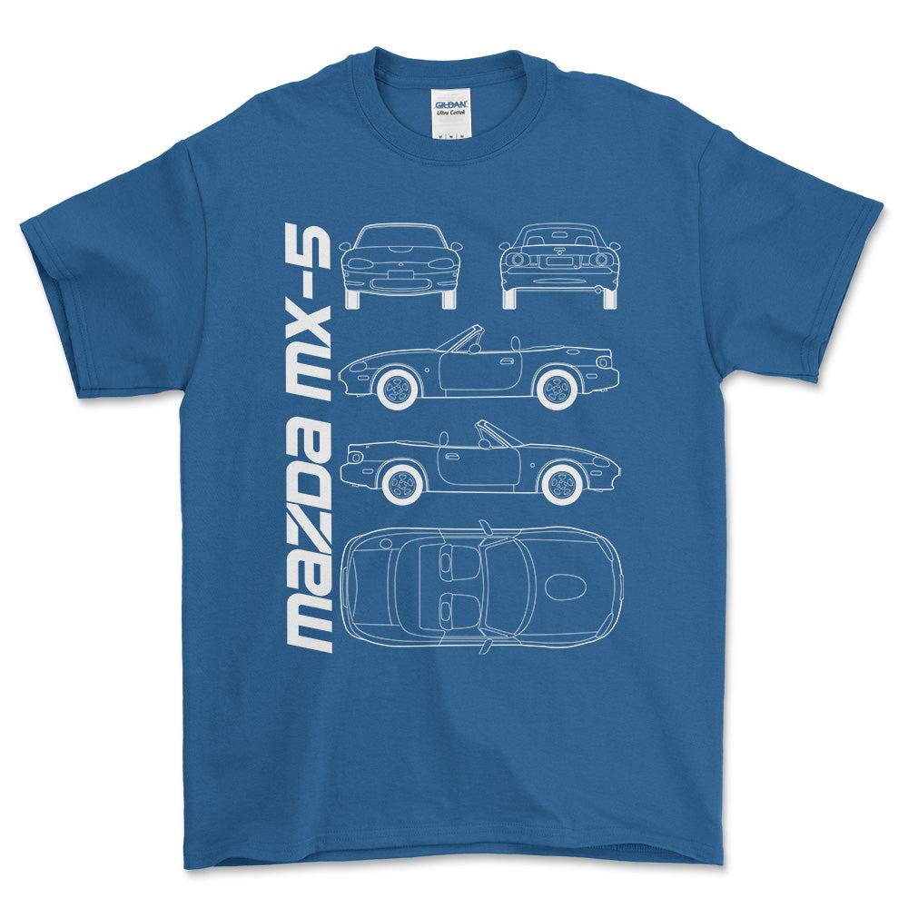 Mazda Mx-5 (Nb) Unisex T-Shirt , Bomuld-Beklædning-Mazda-Blå Royal-S-Forside-Garage Culture Shop- garage - man cave - merchandise
